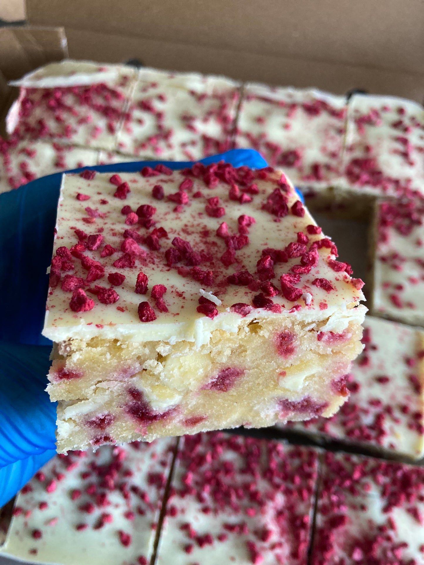 Raspberry & White Chocolate Blondie (V)