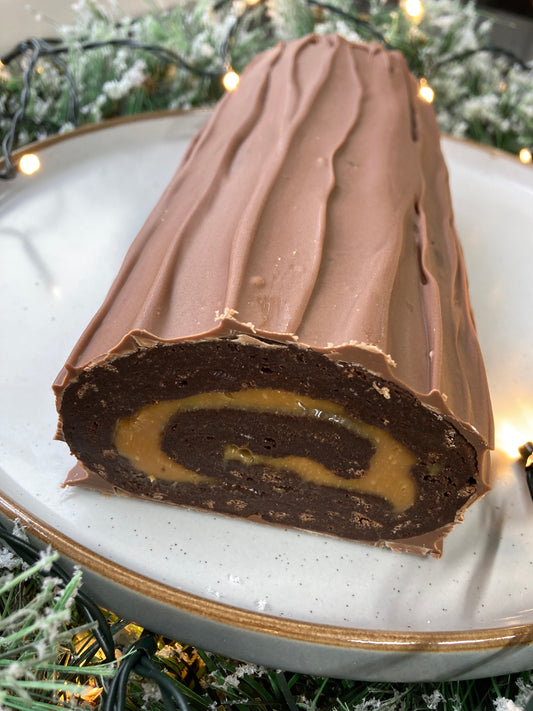 Salted Caramel Brownie Roll Slice (V)